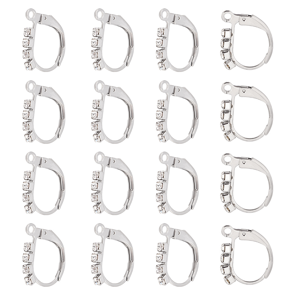 Brinco anzol aço inox com zircônias - 14x12 mm (par) IN-92